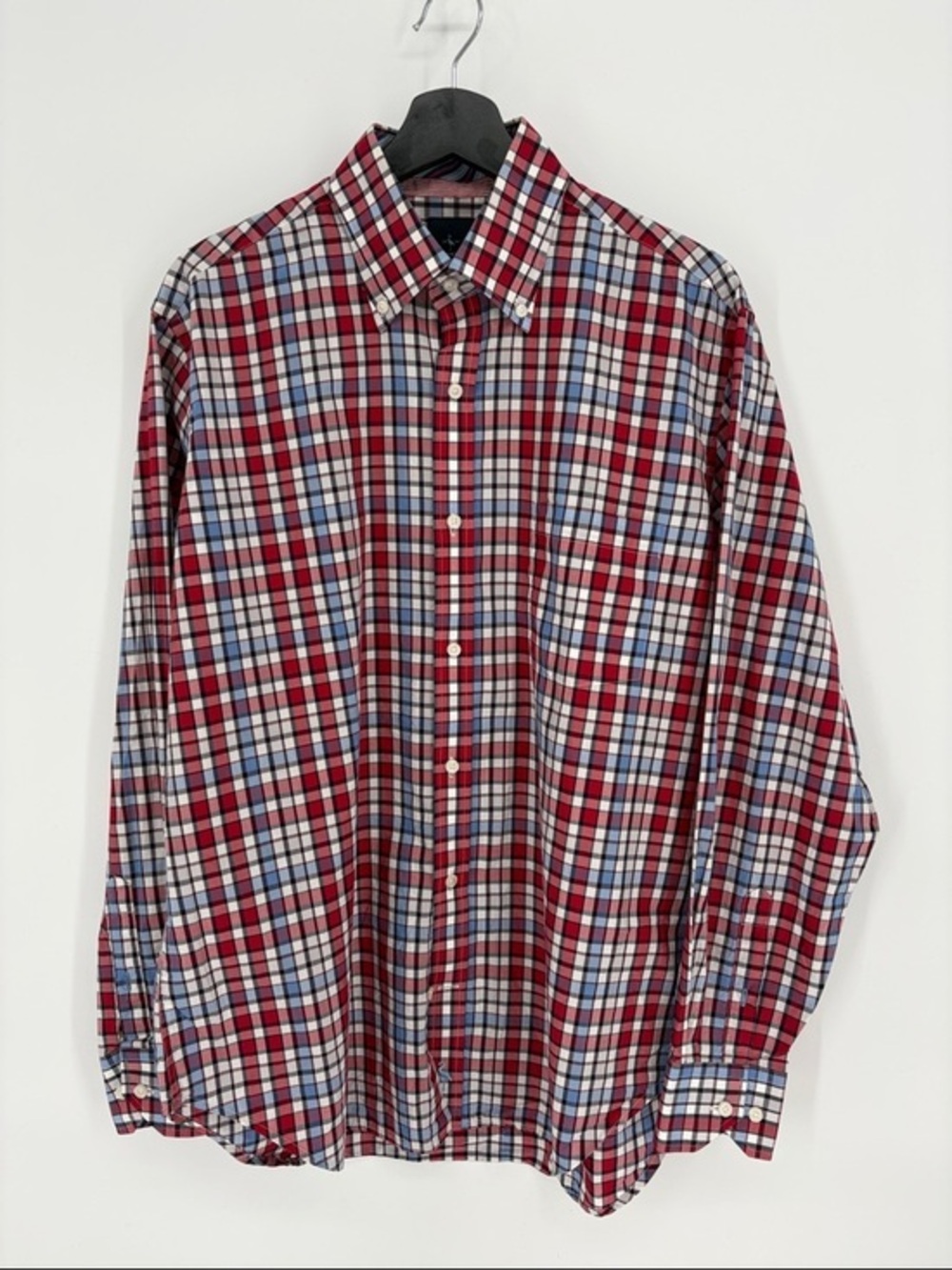 🥝 Tailorbyrd cotton Red blue Plaid Button-Down Shirt
